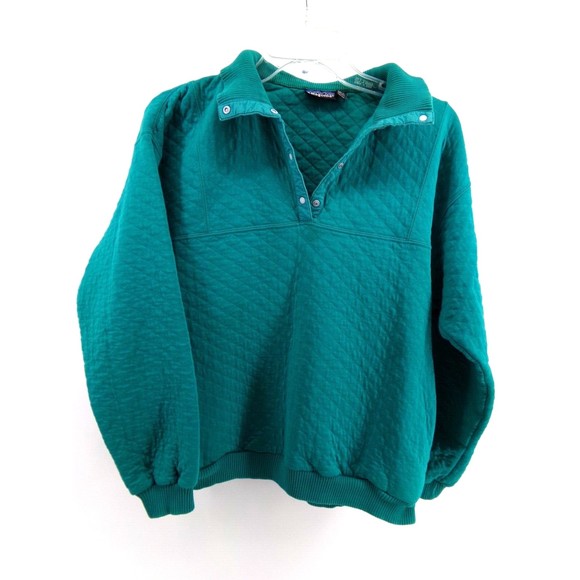 Patagonia Sweaters - Women's Patagonia Cotton Quilt Sweatshirt, 1/4-Snap, Green, Large